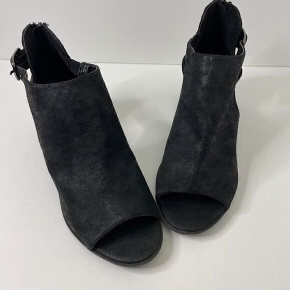 NEW!Carlos by Carlos Santana| Della| Black Leather Suede| Peep toe| Block heel| - Picture 7 of 12